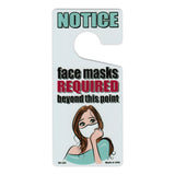 Door Tag Hanger - Notice, Face Masks Required Beyond This Point, White (4" x 9")