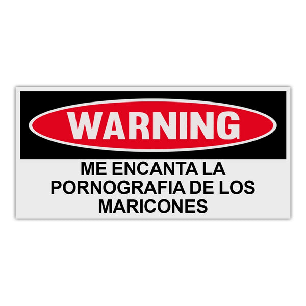 Funny Warning Sticker - I Love Gay Porn (Spanish)