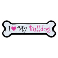 Pink Dog Bone Magnet - I Love My Bulldog