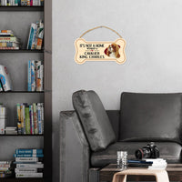 Sign, Wood, Dog Bone, It's Not A Home Without A Cavalier King Charles Spaniel, 10" x 5"