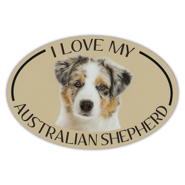 Oval Dog Magnet - I Love My Australian Shepherd