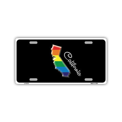Aluminum License Plate Cover - Rainbow Gay Pride Flag California