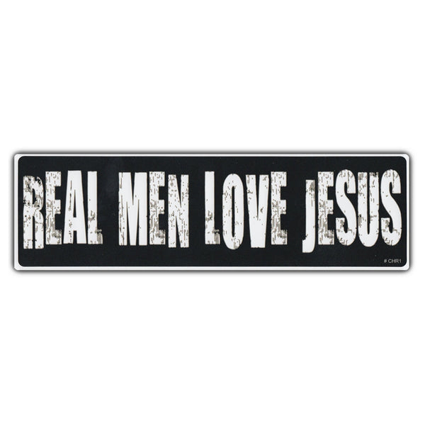 Bumper Sticker - Real Men Love Jesus (10" x 3")