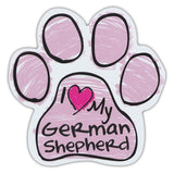 Pink Scribble Dog Paw Magnet - I Love My German Shepherd