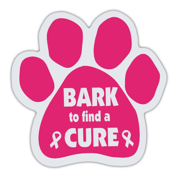 Pink Dog Paw Magnet - Bark To Find A Cure