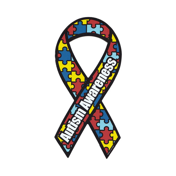 Ribbon Magnet - Autism Awareness (Puzzle Pieces)