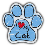 Blue Scribble Cat Paw Magnet - I Love My Cat