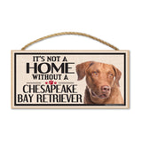 Wood Sign - It's Not A Home Without A Chesapeake Bay Retriever