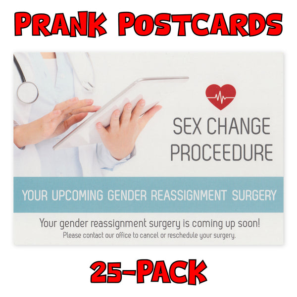 Prank Postcards (25-Pack, Sex Change Procedure)