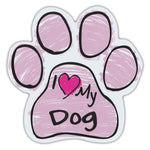 Pink Scribble Dog Paw Magnet - I Love My Dog
