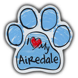 Blue Scribble Dog Paw Magnet - I Love My Airedale