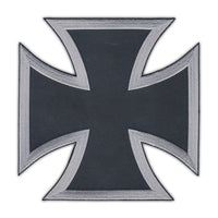 Patch - Motorcycle Biker Jacket/Vest Patch (Back Patch) - Black and Silver Maltese Cross 