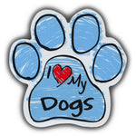 Blue Scribble Dog Paw Magnet - I Love My Dogs