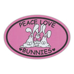 Oval Magnet - Peace, Love, Bunnies