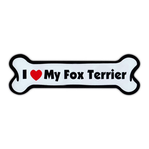 Dog Bone Magnet - I Love My Fox Terrier (7" x 2")