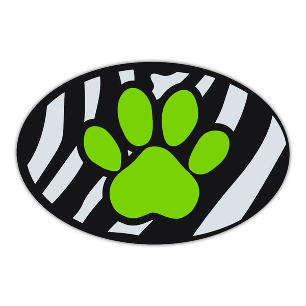 Oval Magnet - Green Dog Paw