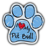 Blue Scribble Dog Paw Magnet - I Love My Pit Bull