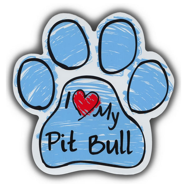 Blue Scribble Dog Paw Magnet - I Love My Pit Bull