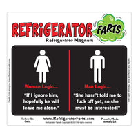 Funny Refrigerator Magnet, Man Versus Woman Sex Logic, 5" x 3"