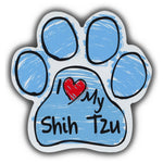 Blue Scribble Dog Paw Magnet - I Love My Shih Tzu