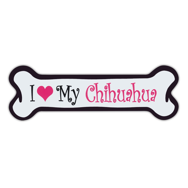 Pink Dog Bone Magnet - I Love My Chihuahua