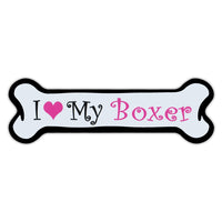Pink Dog Bone Magnet - I Love My Boxer