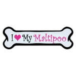 Pink Dog Bone Magnet - I Love My Maltipoo