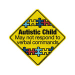 Magnet - Autistic Child Warning (5.5" x 5.5")