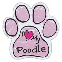Pink Scribble Dog Paw Magnet - I Love My Poodle
