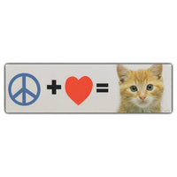 Bumper Sticker - Peace + Heart = Kitten 