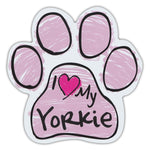 Pink Scribble Dog Paw Magnet - I Love My Yorkie