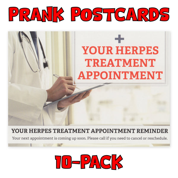 Prank Postcards (10-Pack, Herpes Treatment Appointment)