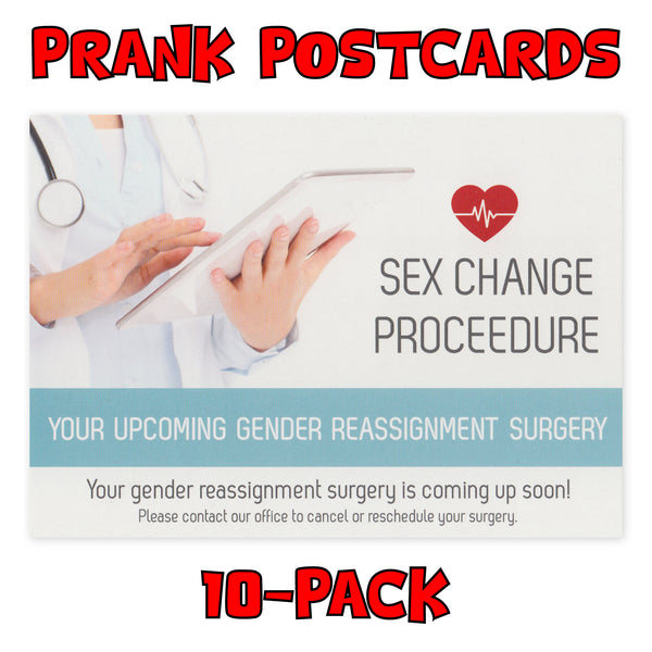 Prank Postcards (10-Pack, Sex Change Procedure)