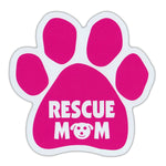 Dog Paw Magnet - Dog Rescue Mom (Pink, Dog Face Graphic) (5.5" x 5.5")
