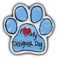 Blue Scribble Dog Paw Magnet - I Love My Designer Dog