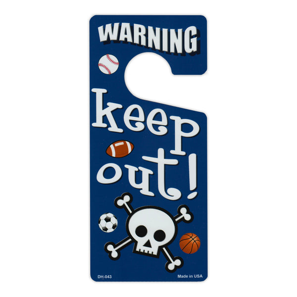 Door Tag Hanger - Warning Keep Out, Blue (4" x 9")
