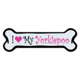 Pink Dog Bone Magnet - I Love My Yorkiepoo
