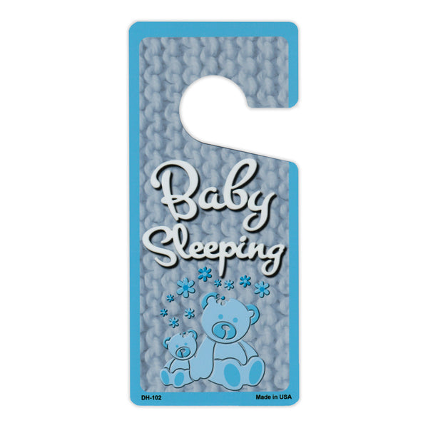 Door Tag Hanger - Baby Sleeping, Blue (4" x 9")