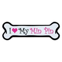 Pink Dog Bone Magnet - I Love My Min Pin