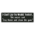 Bumper Sticker - I CAN'T GO TO WORK TODAY. The Voices Said "Stay Home and Clean the Guns."