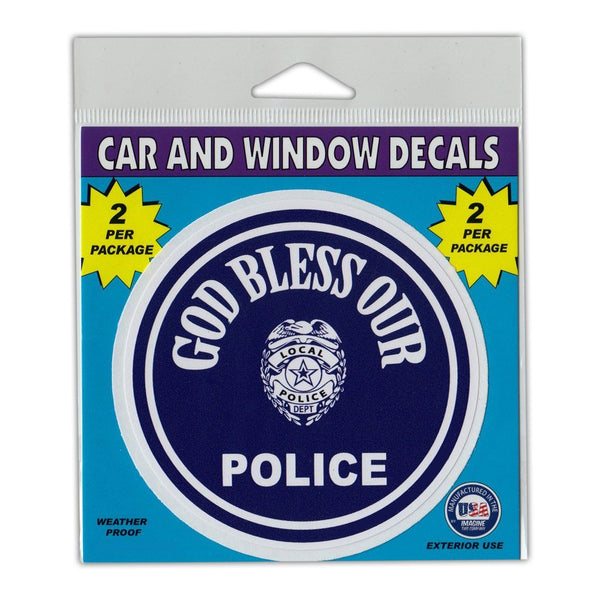 Window Decals (2-Pack) - God Bless Our Police (4" Diameter)
