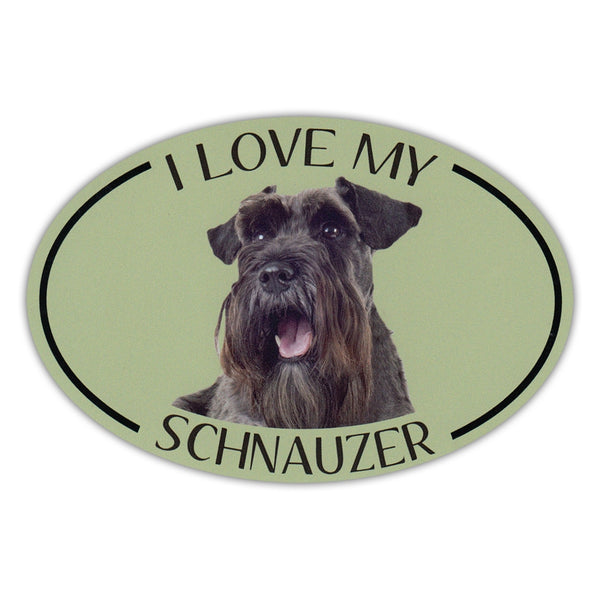 Oval Dog Magnet - I Love My Schnauzer