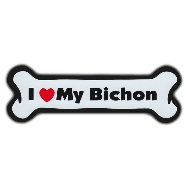 Dog Bone Magnet - I Love My Bichon