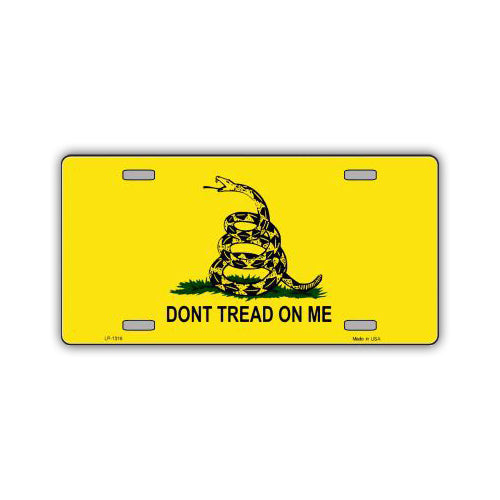 Aluminum License Plate Cover - Gadsden Flag, Don't Tread on Me