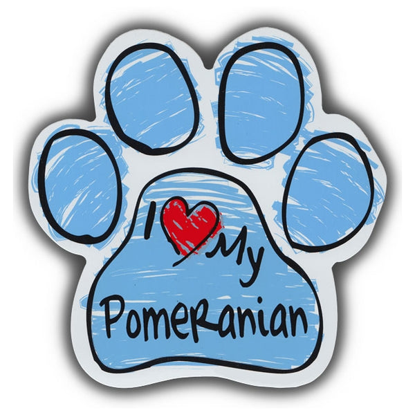 Blue Scribble Dog Paw Magnet - I Love My Pomeranian