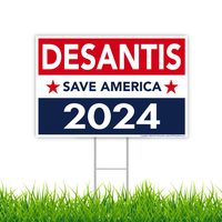 Yard Sign - Ron DeSantis 2024 (18" x 12") Shown With Grass
