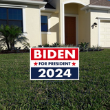 Yard Sign - Joe Biden For President 2024 (18" x 12") Shown in Front Yard