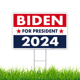 Yard Sign - Joe Biden For President 2024 (18" x 12") Shown With Grass