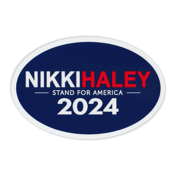 Oval Sticker - Nikki Haley 2024 Stand For America (6" x 4")