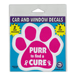 Window Decals (2-Pack) - Purr To Find A Cure (4.5" x 4.25")